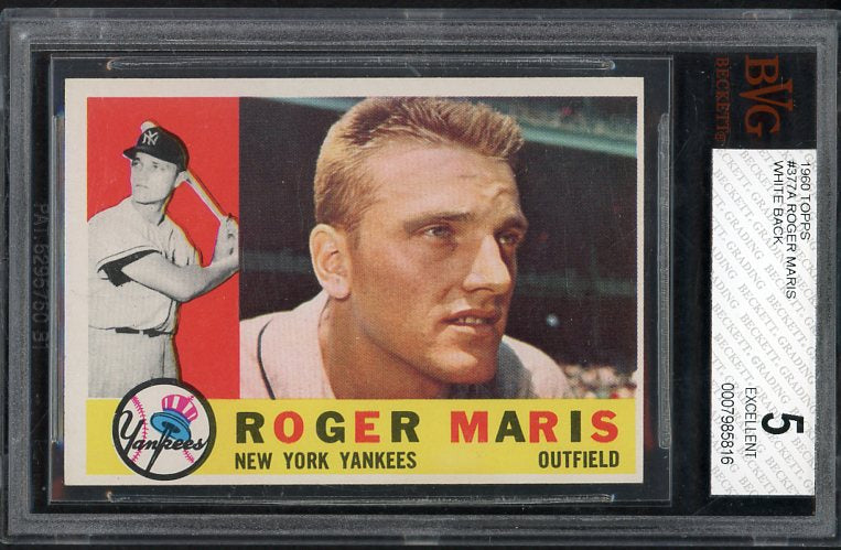 1960 Topps Baseball #377 Roger Maris Yankees BVG 5 EX 519837