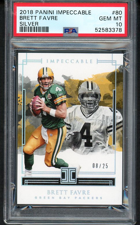 2018 Panini Impeccable #080 Brett Favre Packers PSA 10 GEM MINT 519848