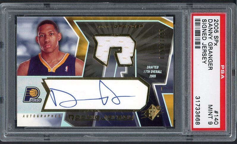 2005 SPx #140 Danny Grange Pacers PSA 9 MINT Signed Jersey 519866