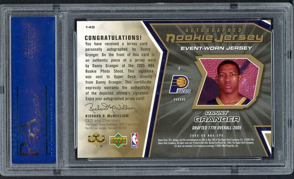 2005 SPx #140 Danny Granger Pacers PSA 9 MINT Signed Jersey 519866