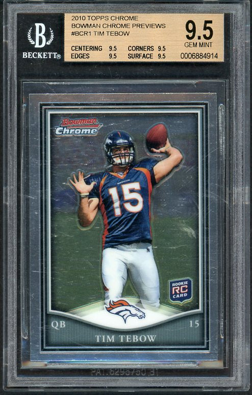 2010 Topps Chrome Previews #BCR1 Tim Tebow BVG 9.5 GEM MINT 519874