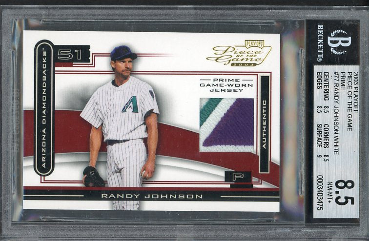 2003 Playoff Piece Of Game #077 Randy Johnson BVG 8.5 NM/MT+ Jersey 519876