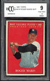 1961 Topps Baseball #478 Roger Maris MVP Yankees BCCG 9 crack 519877