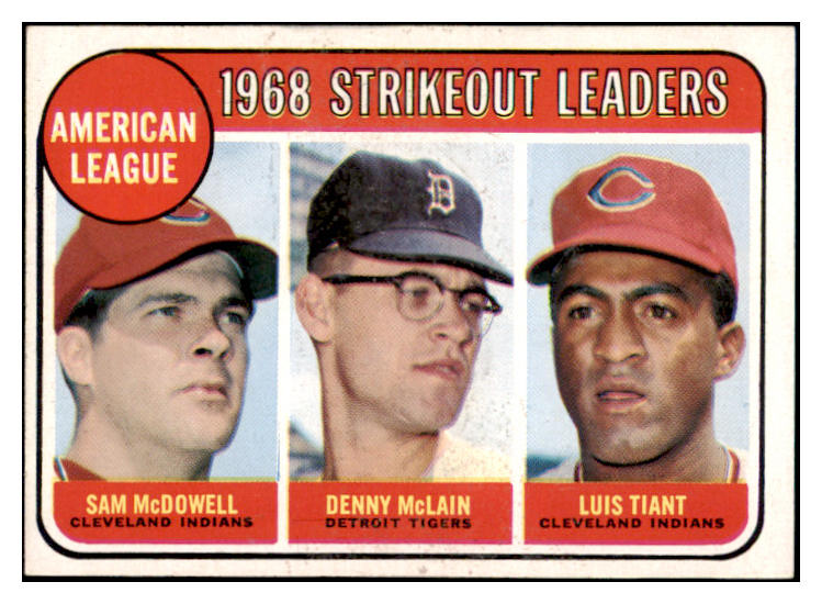 1969 Topps Baseball #011 A.L. Strike Out Leaders Luis Tiant EX-MT 519926