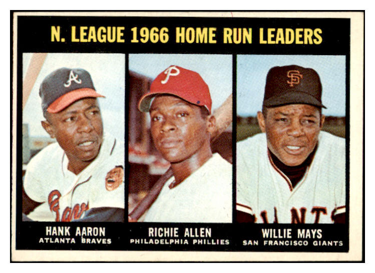 1967 Topps Baseball #244 N.L. Home Run Leaders Aaron Mays EX+/EX-MT 519970