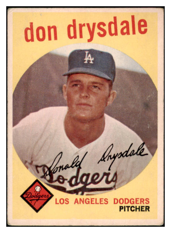 1959 Topps Baseball #387 Don Drysdale Dodgers VG-EX 520078