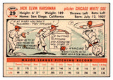 1956 Topps Baseball #029 Jack Harshman White Sox EX-MT White 520208