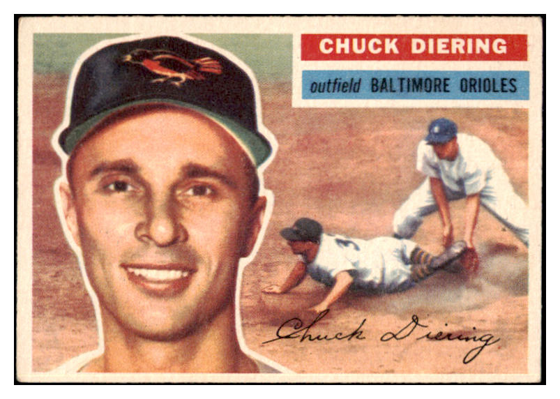 1956 Topps Baseball #019 Chuck Diering Orioles EX-MT White 520210