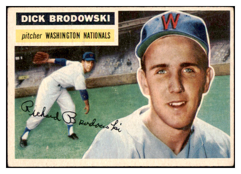 1956 Topps Baseball #157 Dick Brodowski Senators EX-MT Gray 520224