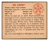 1950 Bowman Baseball #215 Eddie Lopat Yankees EX-MT No Copyright 520248