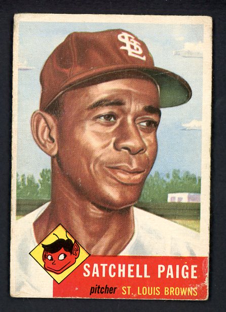 1953 Topps Baseball #220 Satchel Paige Browns Good ink back 520263