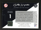 2001 Topps Tribute #RB-BM Billy Martin Yankees Bat Relic 520288