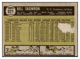 1961 Topps Baseball #371 Bill Skowron Yankees Fair back damage 520304