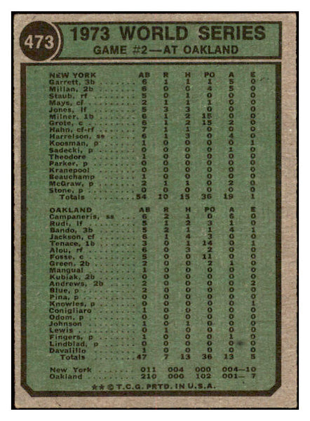 1974 Topps Baseball #473 World Series Game 2 Willie Mays VG-EX 520327