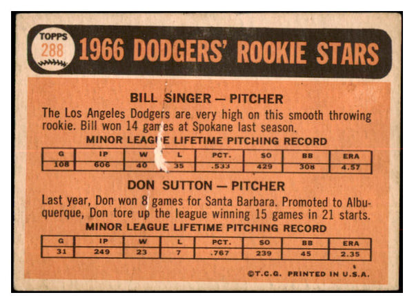 1966 Topps Baseball #288 Don Sutton Dodgers FR-GD 520352