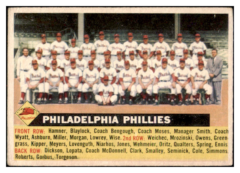 1956 Topps Baseball #072 Philadelphia Phillies Team VG Gray 520361