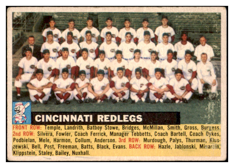 1956 Topps Baseball #090 Cincinnati Reds Team VG-EX White 520366