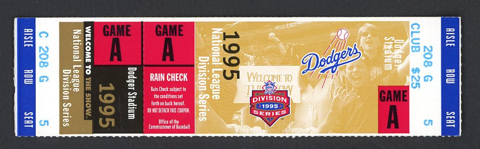 1995 NLDS Game 1 Ticket Dodgers vs Reds EX-MT 520431