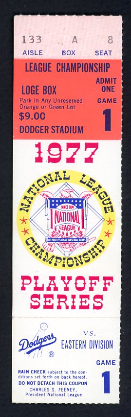 1977 NLCS Game 1 Ticket Dodgers vs Phillies EX 520436