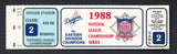 1988 NLCS Game 2 Ticket Dodgers vs Mets NR-MT 520439