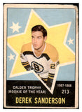 1968 O Pee Chee Hockey #213 Derek Sanderson Award Bruins FR-GD 520486