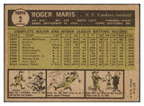 1961 Topps Baseball #002 Roger Maris Yankees VG 520607