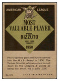 1961 Topps Baseball #471 Phil Rizzuto MVP Yankees VG 520609