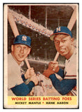 1958 Topps Baseball #418 Mickey Mantle Hank Aaron Fair 520621