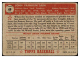 1952 Topps Baseball #049 Johnny Sain Yankees Poor Red 520660