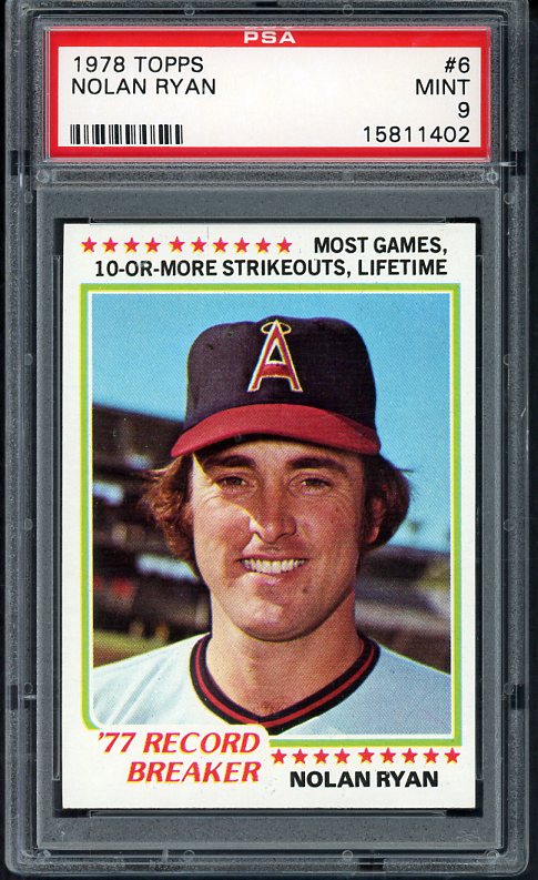 1978 Topps Baseball #006 Nolan Ryan RB Angels PSA 9 MINT 520673