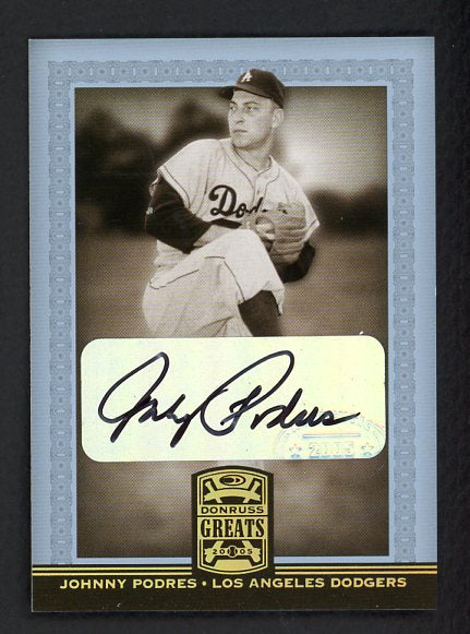 2005 Donruss Greats #045 Johnny Podres Dodgers NR-MT Signed 520684