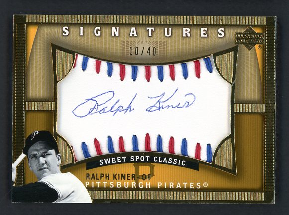 2005 UD Sweet Spot Classic Ralph Kiner Pirates Signed 520692