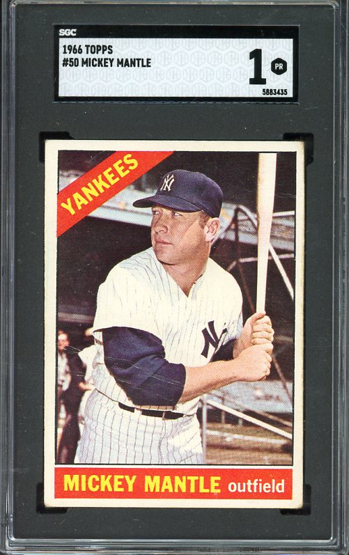 1966 Topps Baseball #050 Mickey Mantle Yankees SGC 1 PR 520695