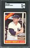 1966 Topps Baseball #050 Mickey Mantle Yankees SGC 1 PR 520695