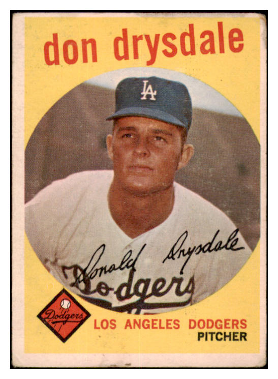 1959 Topps Baseball #387 Don Drysdale Dodgers FR-GD 520786