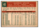 1959 Topps Baseball #040 Warren Spahn Braves GD-VG Obscure 520794