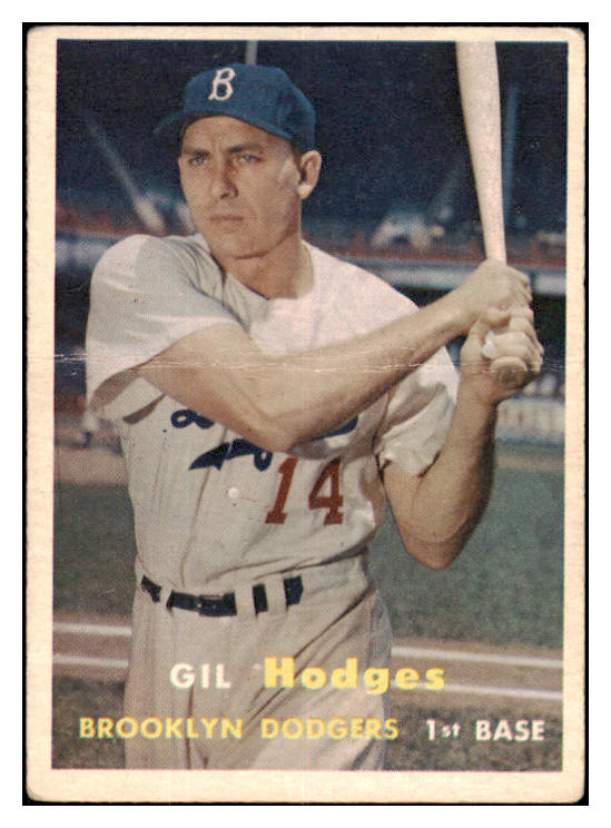 1957 Topps Baseball #080 Gil Hodges Dodgers Good 520843