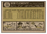 1961 Topps Baseball #388 Roberto Clemente Pirates VG-EX 521054