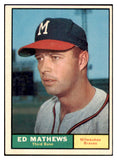 1961 Topps Baseball #120 Eddie Mathews Braves EX 521056