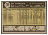 1961 Topps Baseball #120 Eddie Mathews Braves EX 521056