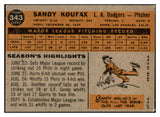 1960 Topps Baseball #343 Sandy Koufax Dodgers VG-EX 521063