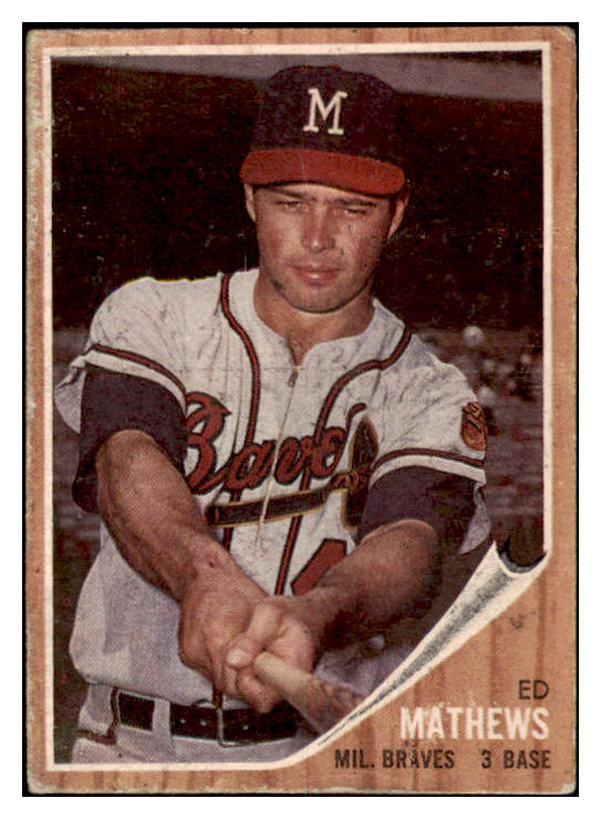 1962 Topps Baseball #030 Eddie Mathews Braves VG 521066