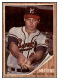 1962 Topps Baseball #030 Eddie Mathews Braves VG 521066