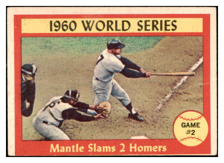 1961 Topps Baseball #307 World Series Game 2 Mickey Mantle VG-EX 521072