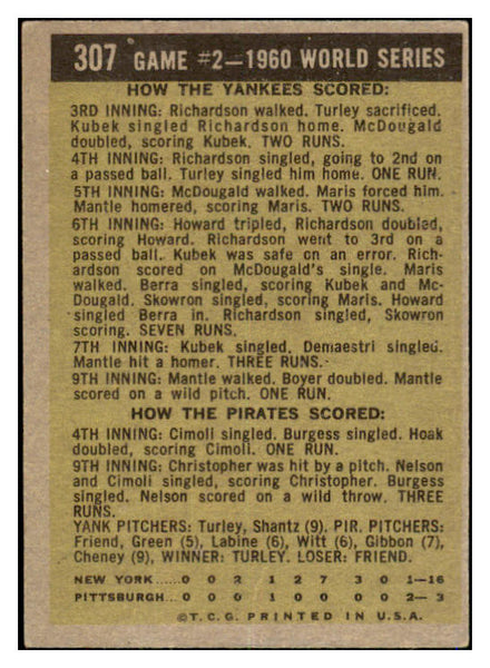 1961 Topps Baseball #307 World Series Game 2 Mickey Mantle VG-EX 521072