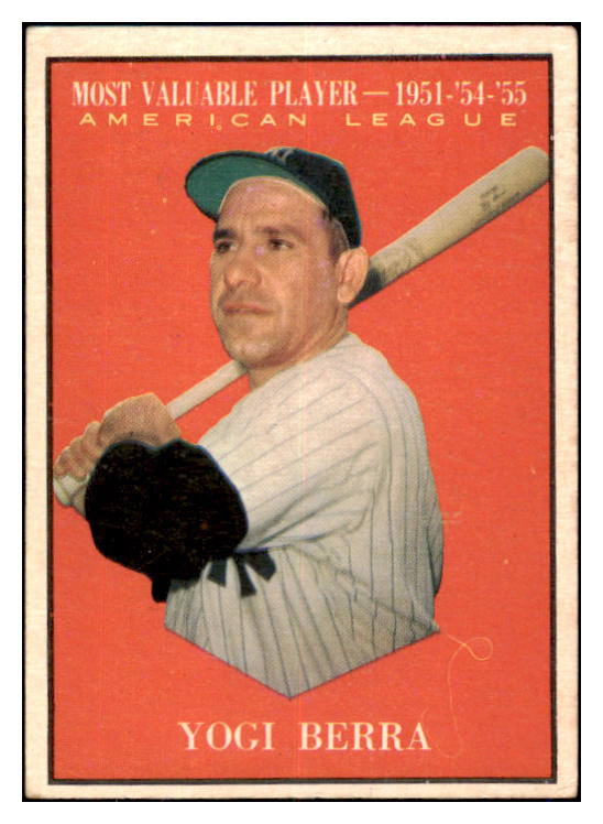 1961 Topps Baseball #472 Yogi Berra MVP Yankees EX 521074