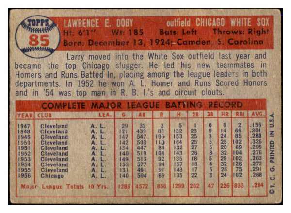 1957 Topps Baseball #085 Larry Doby White Sox VG 521129