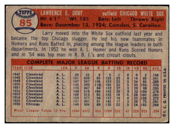 1957 Topps Baseball #085 Larry Doby White Sox VG 521131