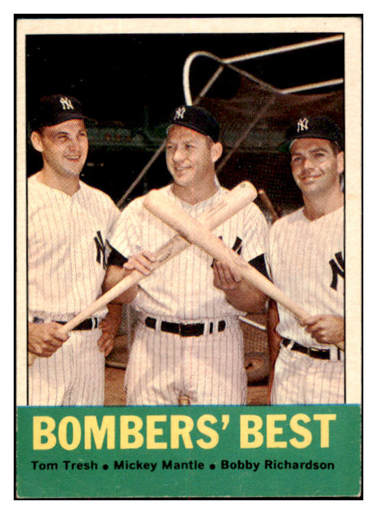 1963 Topps Baseball #173 Mickey Mantle Bobby Richardson EX-MT 521171