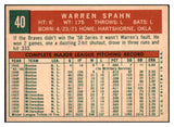 1959 Topps Baseball #040 Warren Spahn Braves NR-MT Obscure 521183